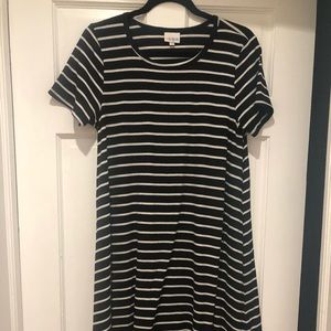 LulaRoe black and white striped Carly Dress